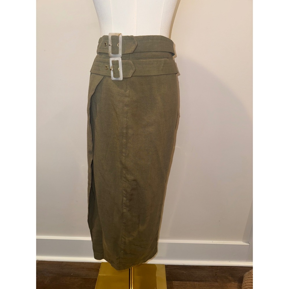 Olive Green Wrap Skirt With Matching Crop Top - Picture 5 of 11